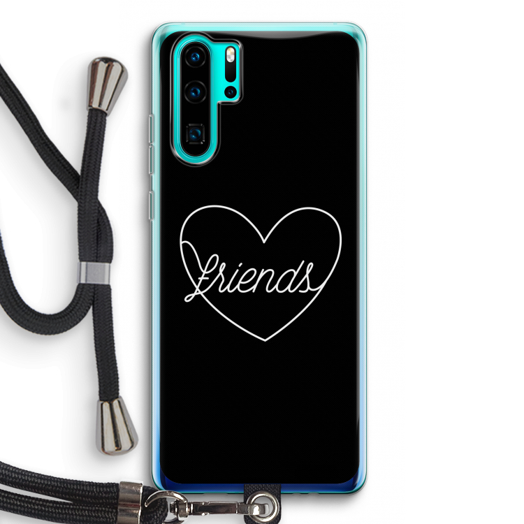 Friends heart black: Huawei P30 Pro Transparant Hoesje met koord