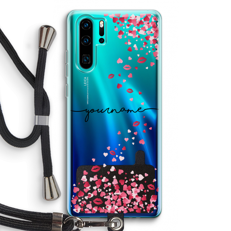 Hartjes en kusjes: Huawei P30 Pro Transparant Hoesje met koord