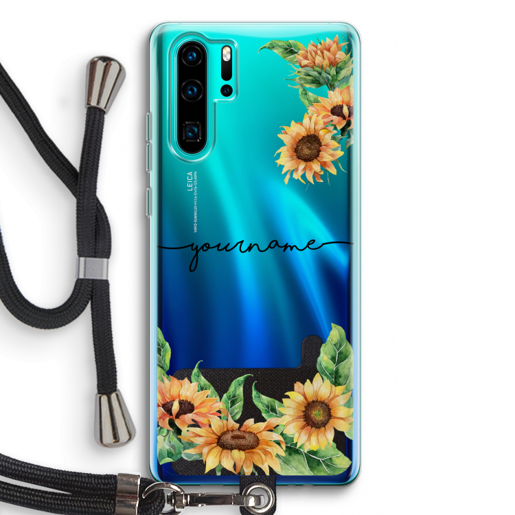 Zonnebloemen: Huawei P30 Pro Transparant Hoesje met koord