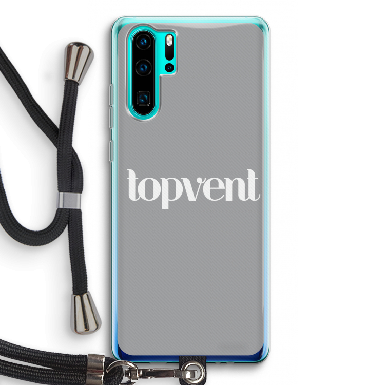 Topvent Grijs Wit: Huawei P30 Pro Transparant Hoesje met koord