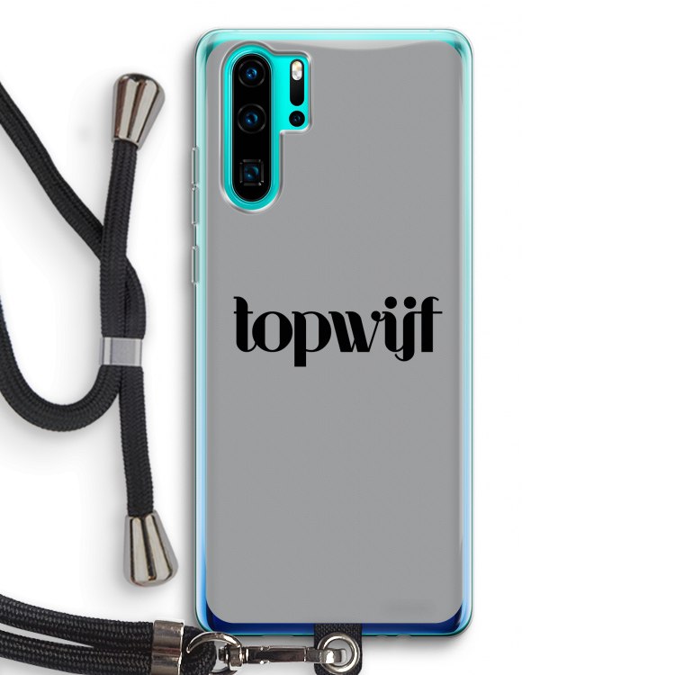 Topwijf Grijs Zwart: Huawei P30 Pro Transparant Hoesje met koord
