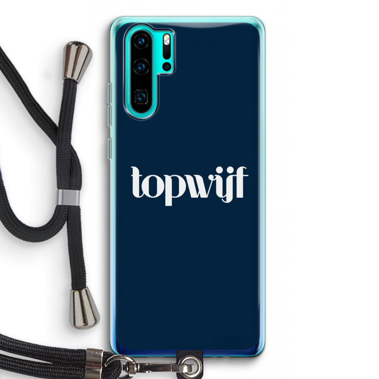 Topwijf Navy: Huawei P30 Pro Transparant Hoesje met koord