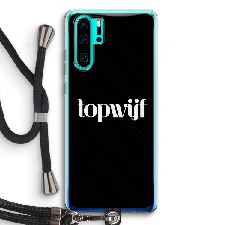 Topwijf Zwart: Huawei P30 Pro Transparant Hoesje met koord