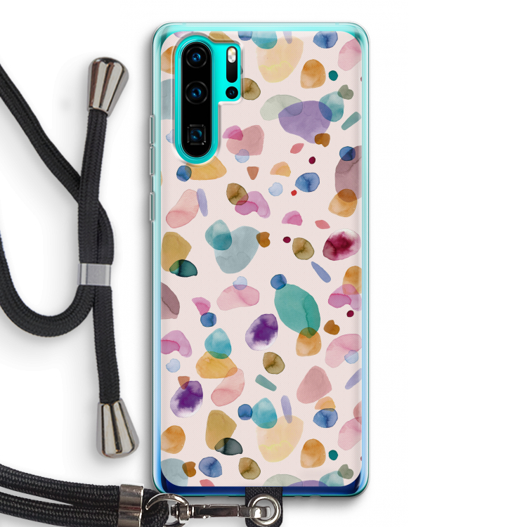 Terrazzo Memphis Pink: Huawei P30 Pro Transparant Hoesje met koord