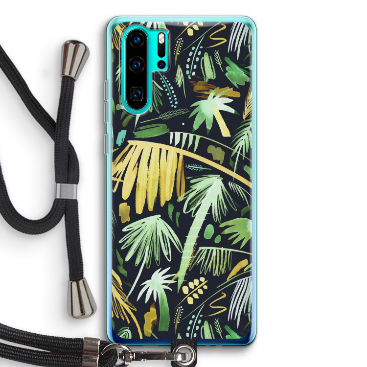 Tropical Palms Dark: Huawei P30 Pro Transparant Hoesje met koord