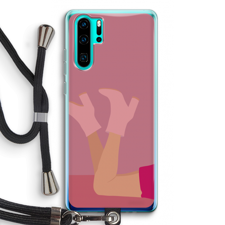 Pink boots: Huawei P30 Pro Transparant Hoesje met koord