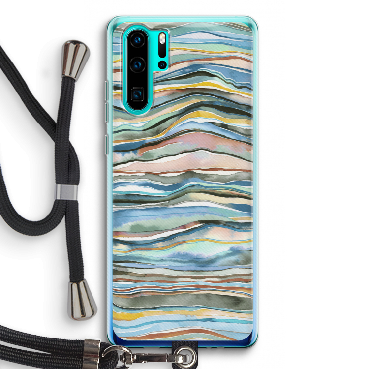 Watercolor Agate: Huawei P30 Pro Transparant Hoesje met koord