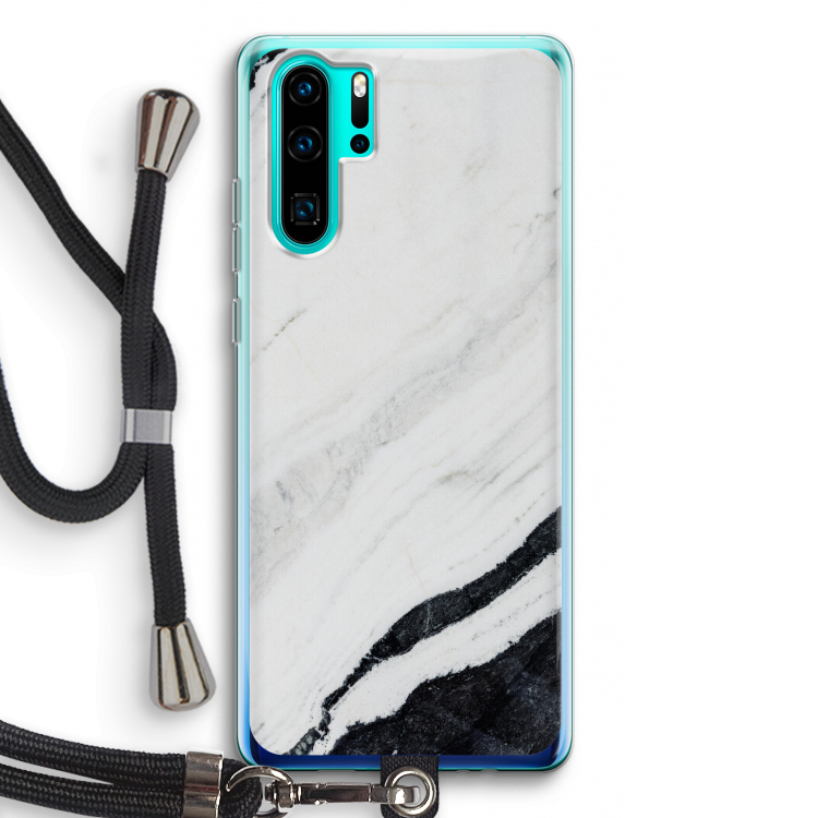 Elegante marmer: Huawei P30 Pro Transparant Hoesje met koord