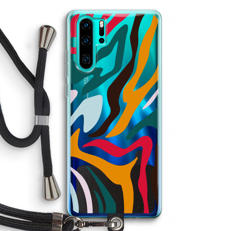 Colored Zebra: Huawei P30 Pro Transparant Hoesje met koord