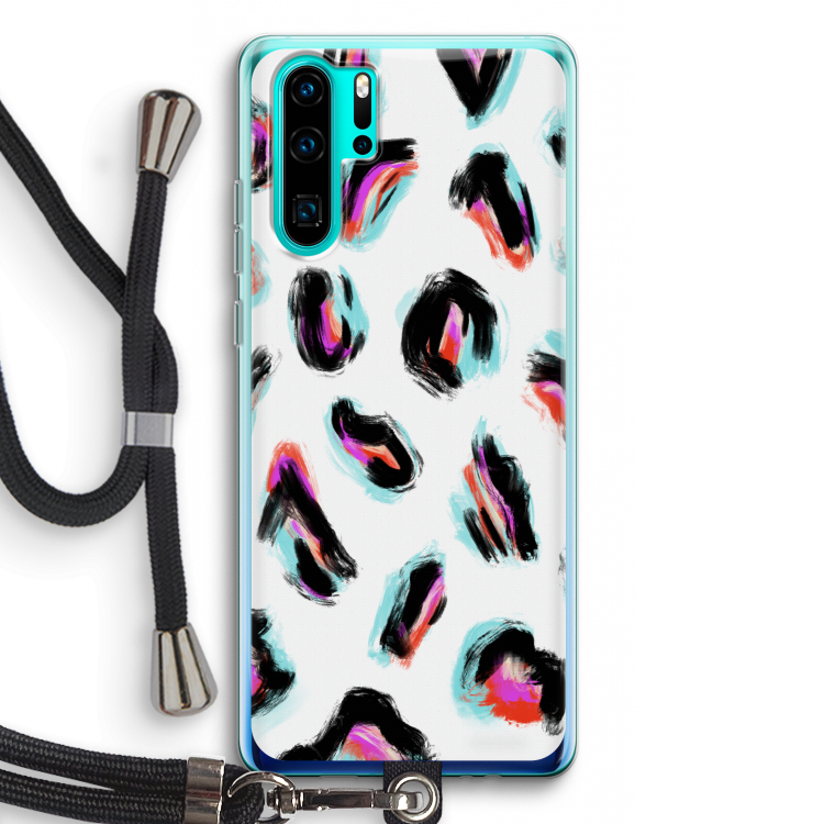 Cheetah color: Huawei P30 Pro Transparant Hoesje met koord