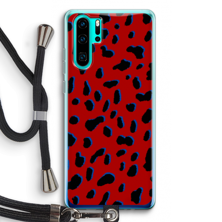 Red Leopard: Huawei P30 Pro Transparant Hoesje met koord