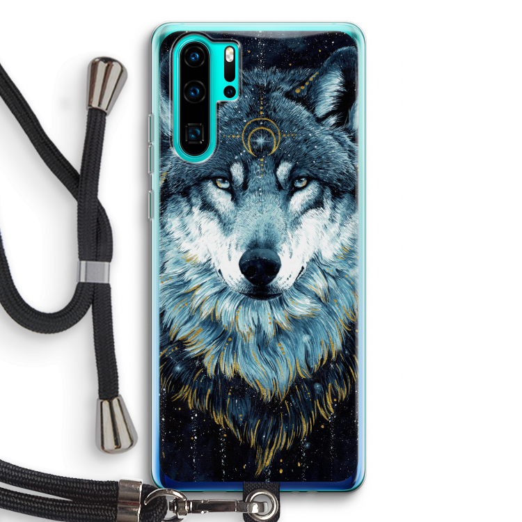 Darkness Wolf: Huawei P30 Pro Transparant Hoesje met koord