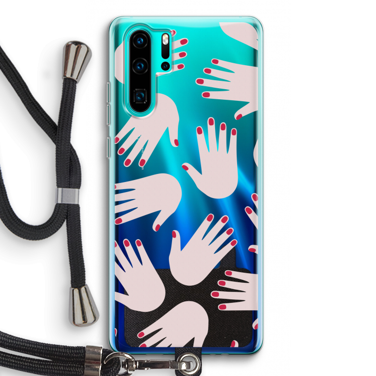 Hands pink: Huawei P30 Pro Transparant Hoesje met koord
