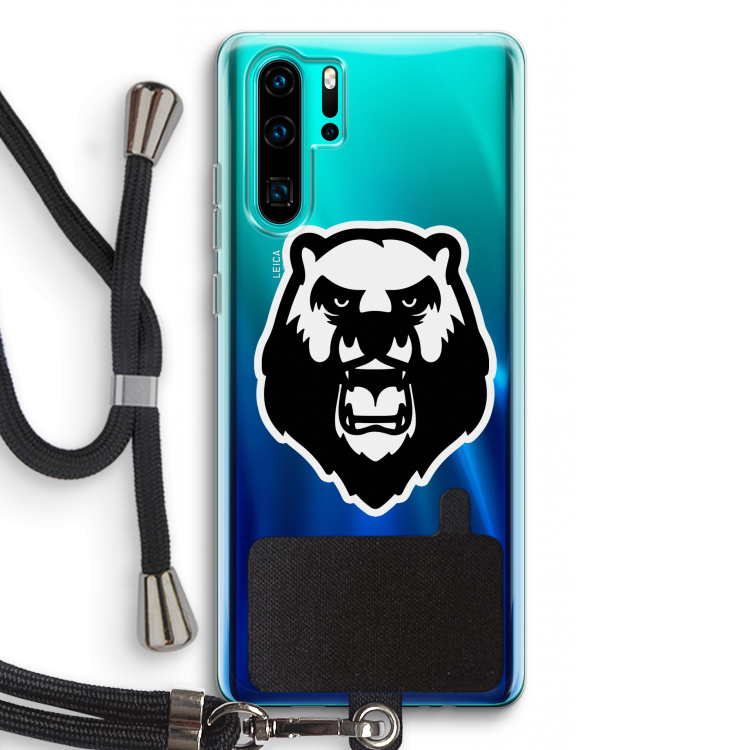 Angry Bear (white): Huawei P30 Pro Transparant Hoesje met koord