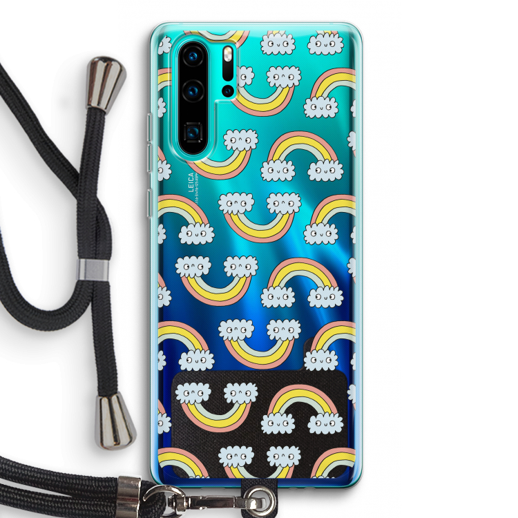 Regenboog: Huawei P30 Pro Transparant Hoesje met koord