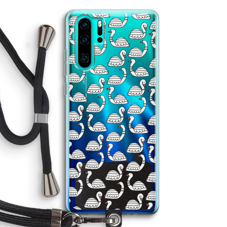 Zwanen: Huawei P30 Pro Transparant Hoesje met koord