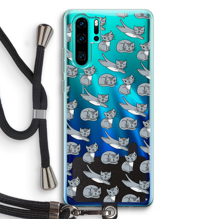 Poezen: Huawei P30 Pro Transparant Hoesje met koord