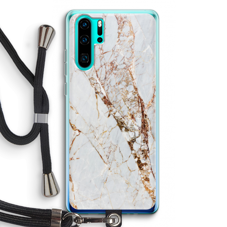 Goud marmer: Huawei P30 Pro Transparant Hoesje met koord