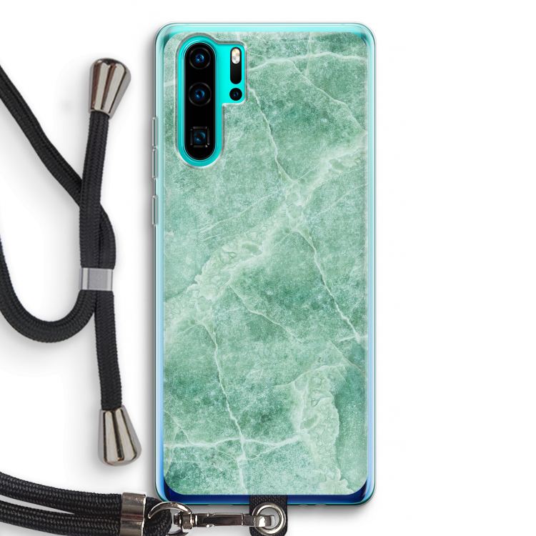 Groen marmer: Huawei P30 Pro Transparant Hoesje met koord