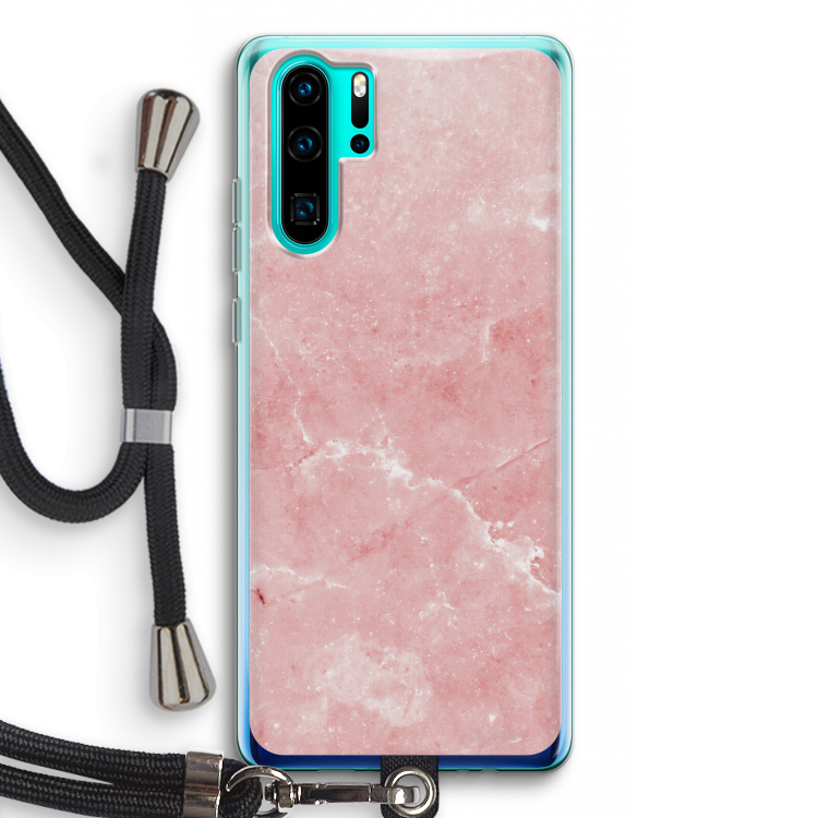 Roze marmer: Huawei P30 Pro Transparant Hoesje met koord