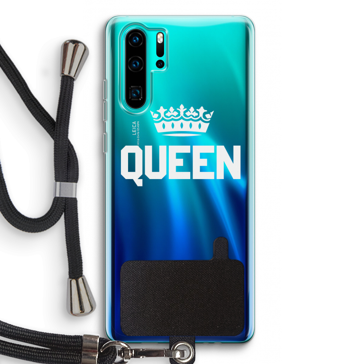 Queen zwart: Huawei P30 Pro Transparant Hoesje met koord