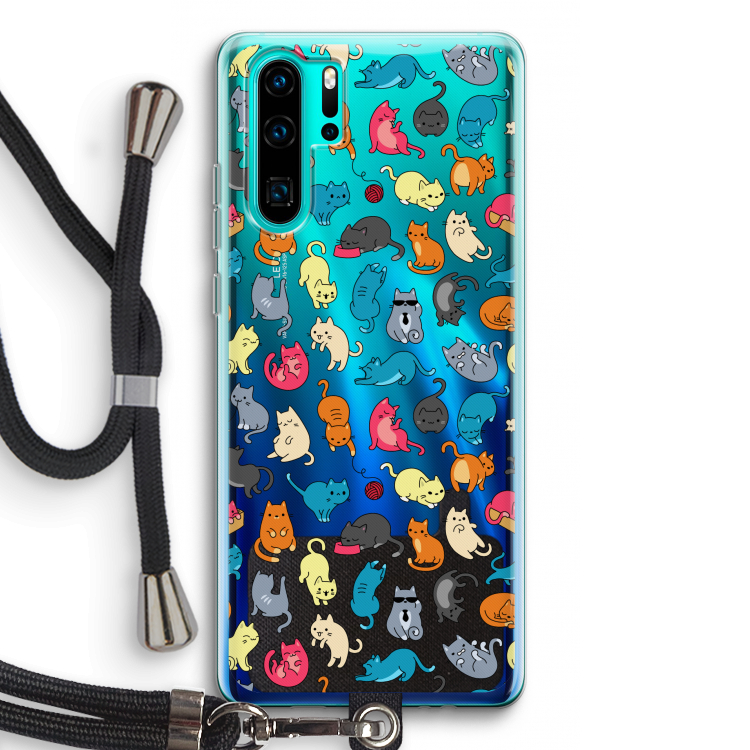 Kleurrijke katten: Huawei P30 Pro Transparant Hoesje met koord
