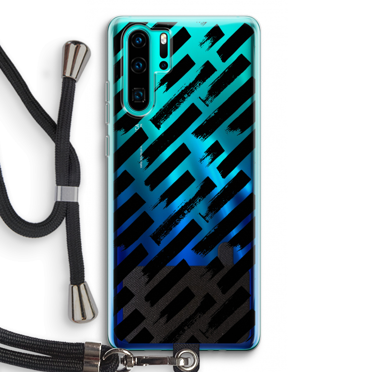Zwarte vegen: Huawei P30 Pro Transparant Hoesje met koord