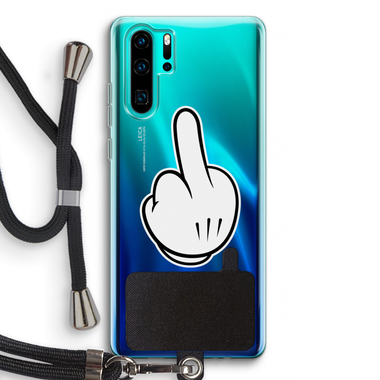 Middle finger white: Huawei P30 Pro Transparant Hoesje met koord