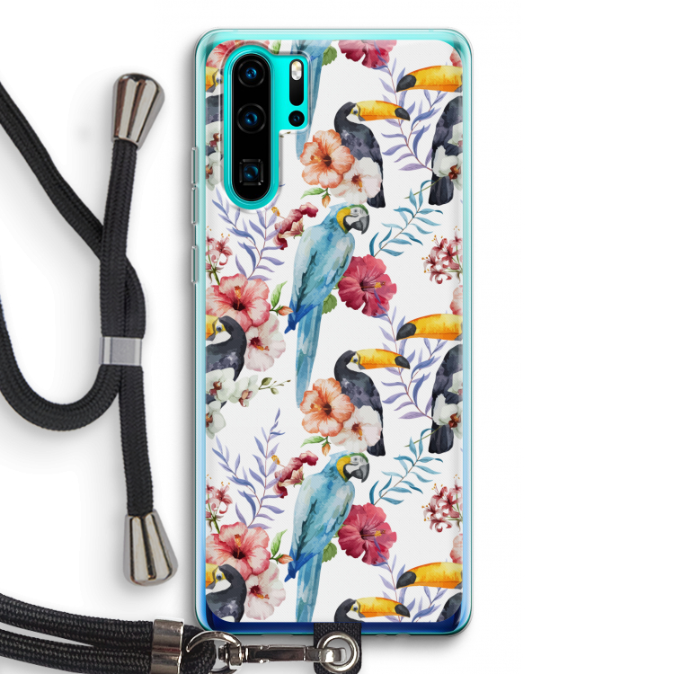 Bloemen tukan: Huawei P30 Pro Transparant Hoesje met koord