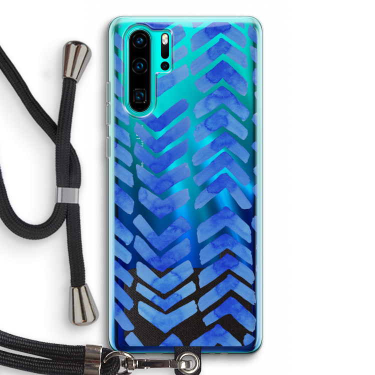 Blauwe pijlen: Huawei P30 Pro Transparant Hoesje met koord