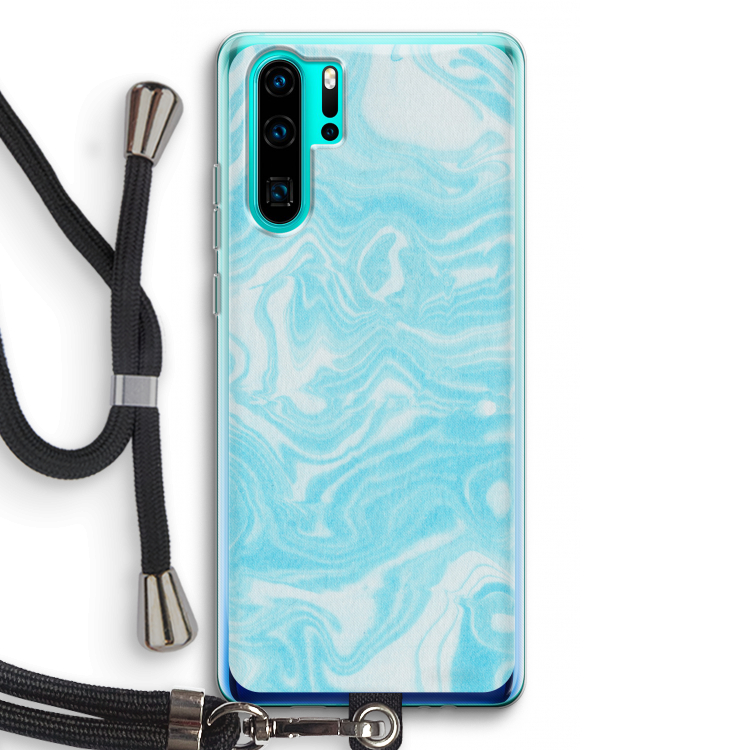 Waterverf blauw: Huawei P30 Pro Transparant Hoesje met koord