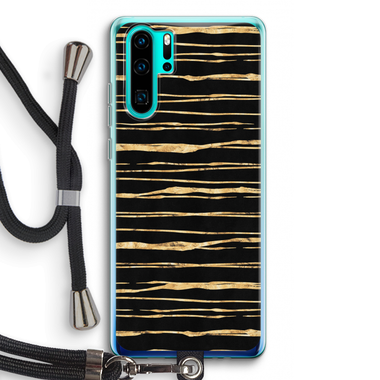 Gouden strepen: Huawei P30 Pro Transparant Hoesje met koord