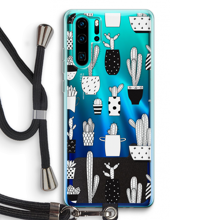 Cactusmotief: Huawei P30 Pro Transparant Hoesje met koord