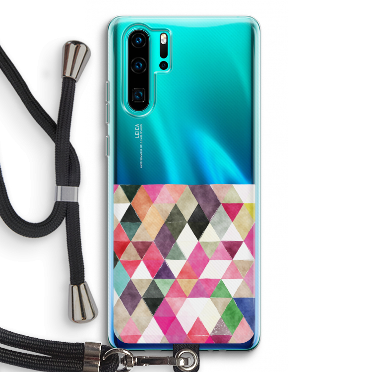Gekleurde driehoekjes: Huawei P30 Pro Transparant Hoesje met koord