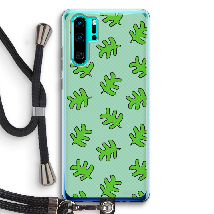 Groene blaadjes: Huawei P30 Pro Transparant Hoesje met koord
