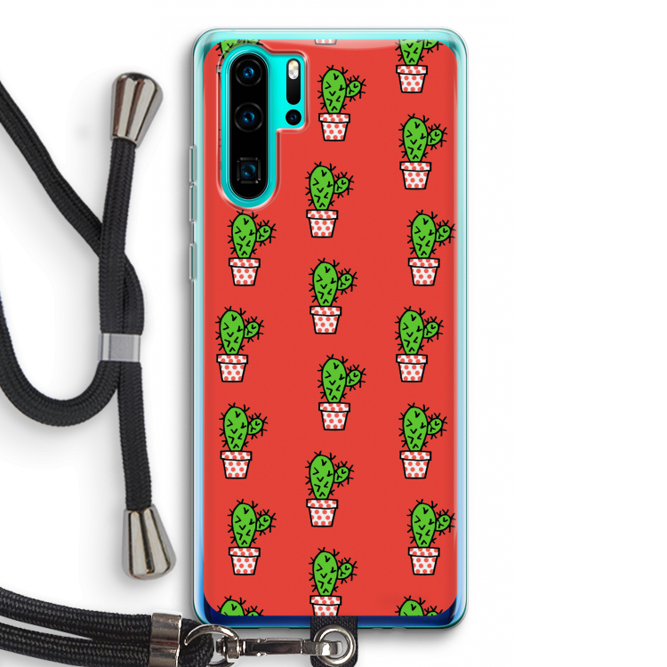 Mini cactus: Huawei P30 Pro Transparant Hoesje met koord
