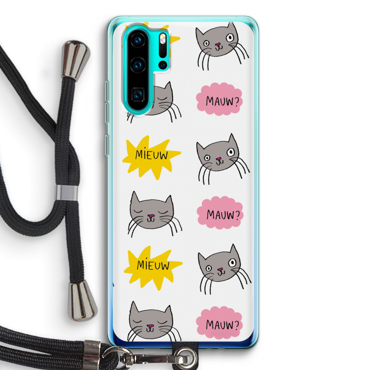Meow: Huawei P30 Pro Transparant Hoesje met koord