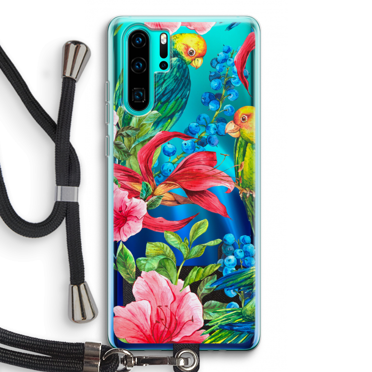 Papegaaien: Huawei P30 Pro Transparant Hoesje met koord