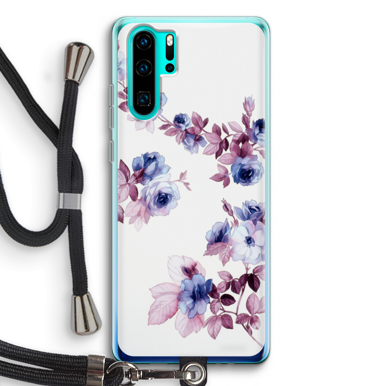 Waterverf bloemen: Huawei P30 Pro Transparant Hoesje met koord