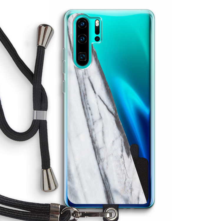 Gestreepte marmer: Huawei P30 Pro Transparant Hoesje met koord