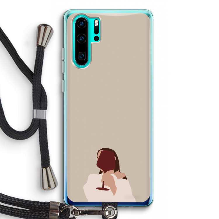 I drink wine: Huawei P30 Pro Transparant Hoesje met koord