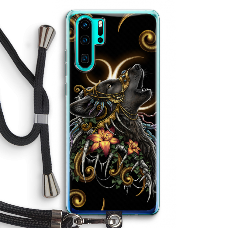 Huilende Wolf: Huawei P30 Pro Transparant Hoesje met koord