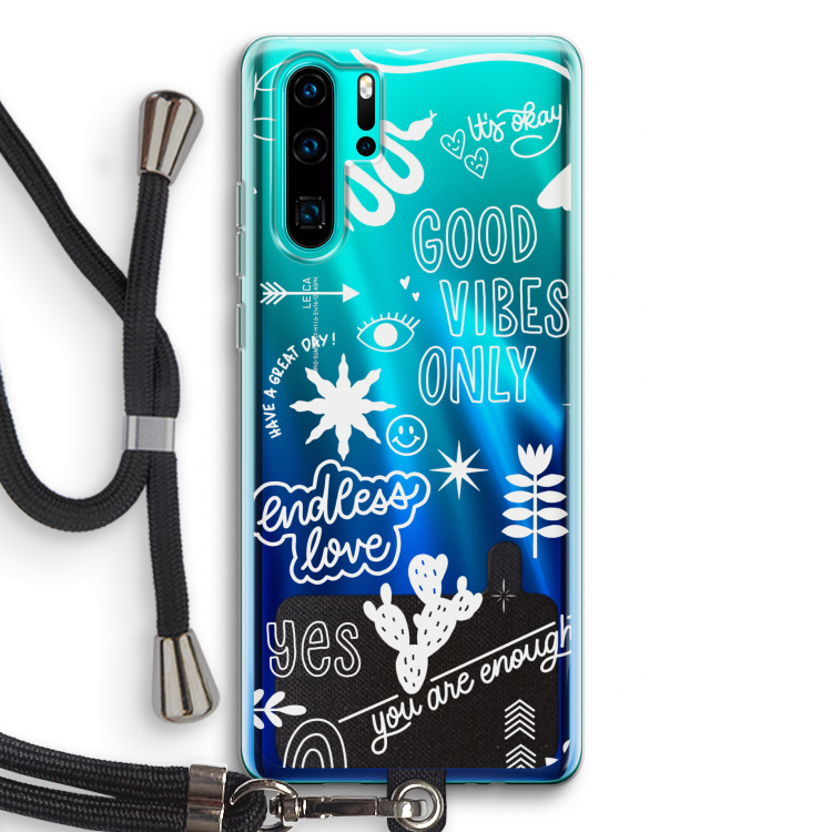 Good vibes: Huawei P30 Pro Transparant Hoesje met koord