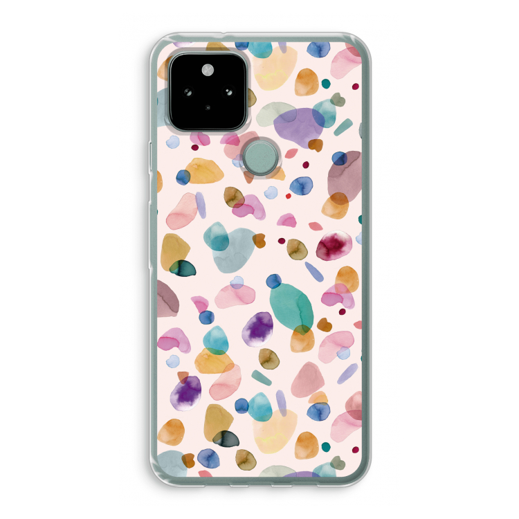 Terrazzo Memphis Pink: Google Pixel 5 Transparant Hoesje