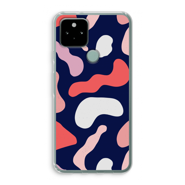 Memphis Shapes Pink: Google Pixel 5 Transparant Hoesje