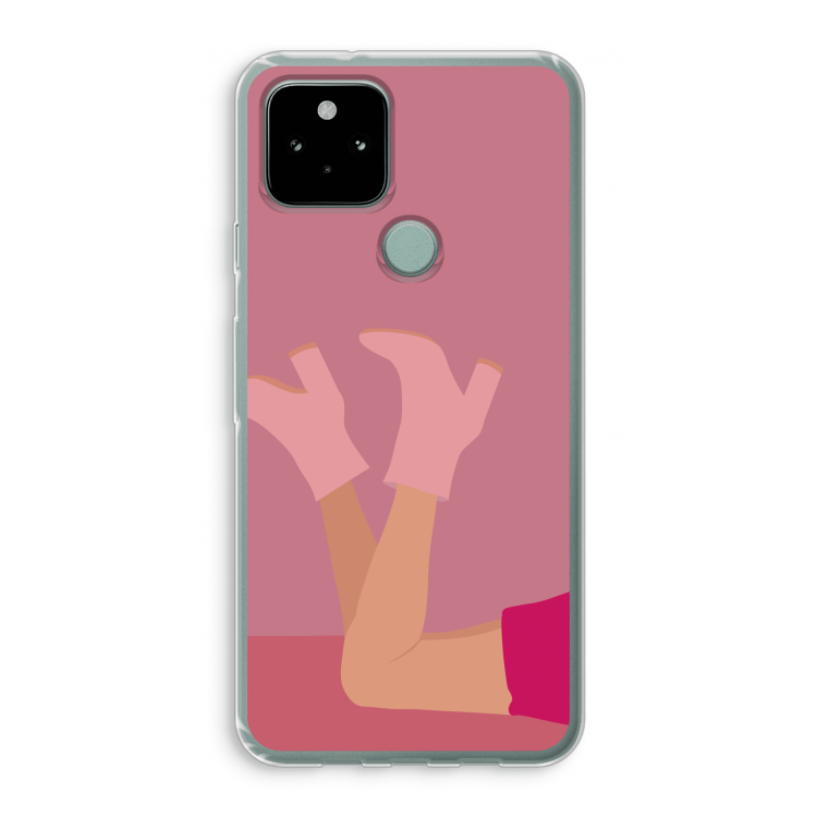 Pink boots: Google Pixel 5 Transparant Hoesje