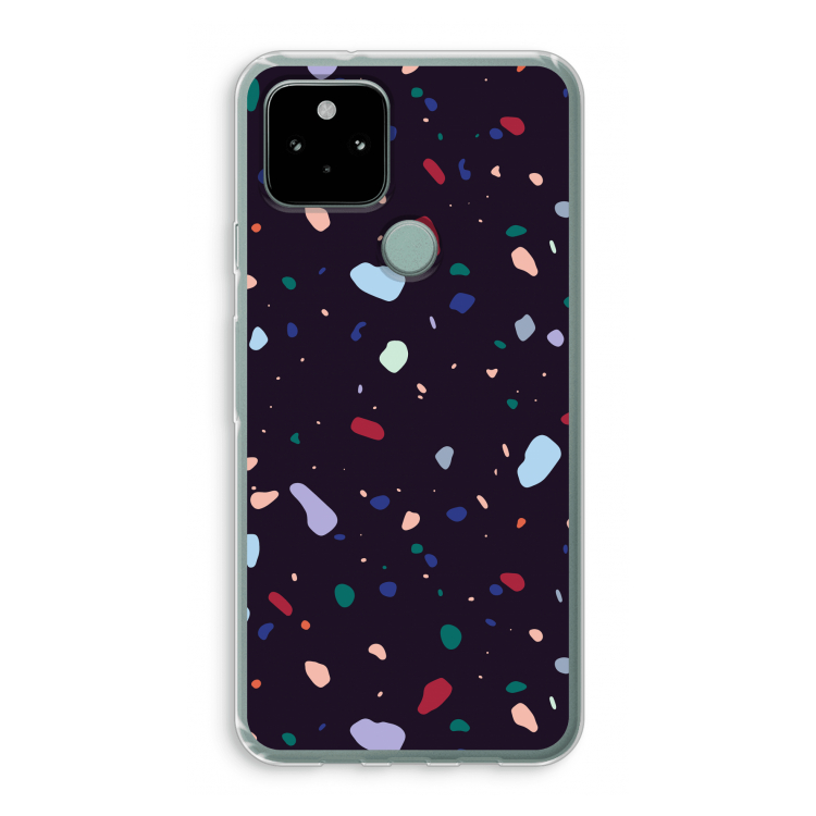 Dark Rounded Terrazzo: Google Pixel 5 Transparant Hoesje