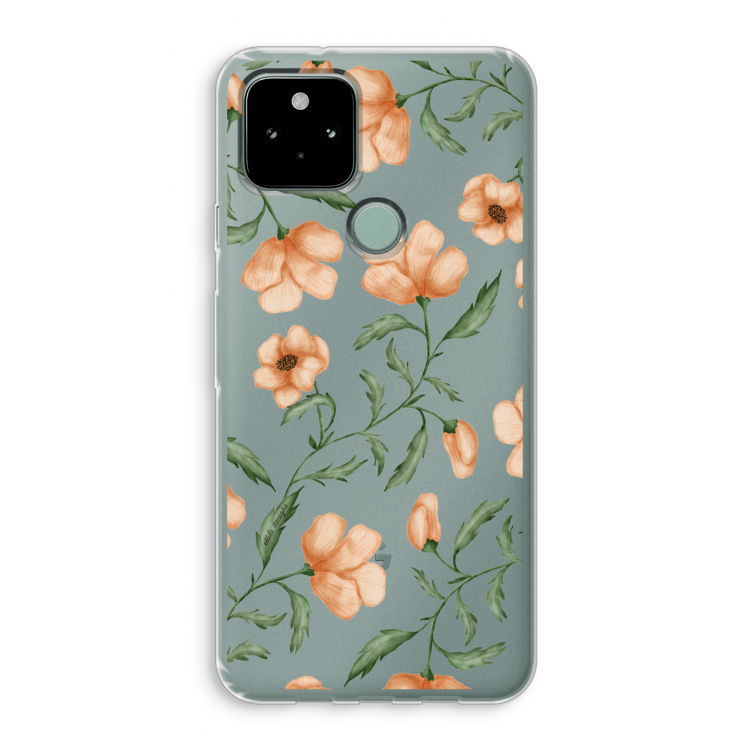 Peachy flowers: Google Pixel 5 Transparant Hoesje