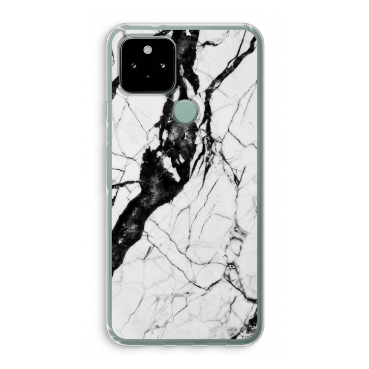 Witte marmer 2: Google Pixel 5 Transparant Hoesje