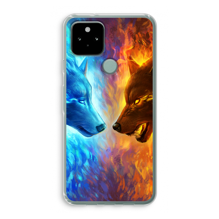 Fire & Ice: Google Pixel 5 Transparant Hoesje